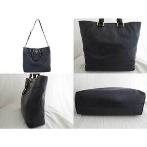 Prada leather handbag logo Navy shoulder Blue bag